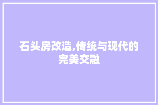 石头房改造,传统与现代的完美交融
