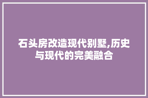 石头房改造现代别墅,历史与现代的完美融合