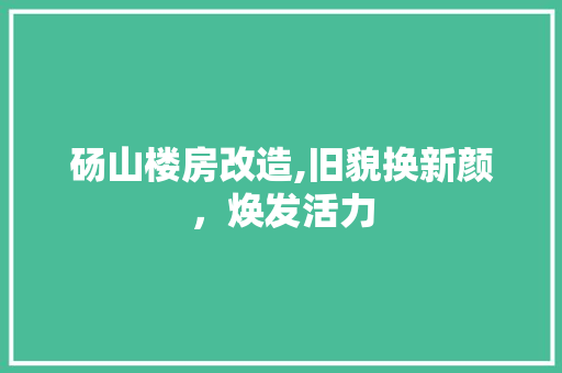 砀山楼房改造,旧貌换新颜，焕发活力