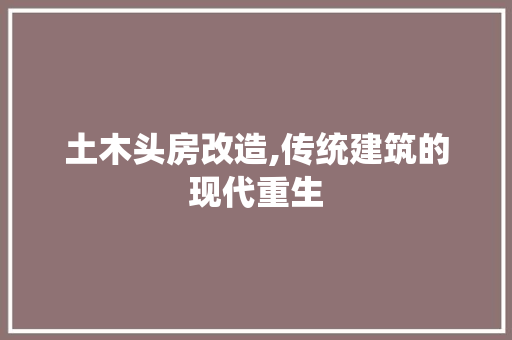 土木头房改造,传统建筑的现代重生