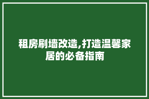 租房刷墙改造,打造温馨家居的必备指南