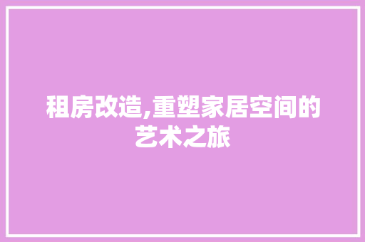 租房改造,重塑家居空间的艺术之旅
