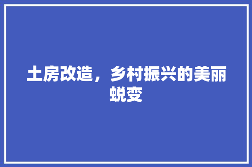 土房改造，乡村振兴的美丽蜕变