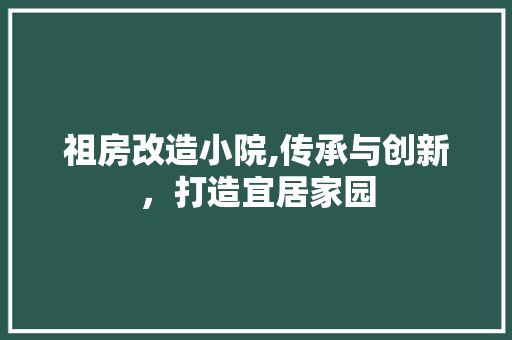 祖房改造小院,传承与创新，打造宜居家园