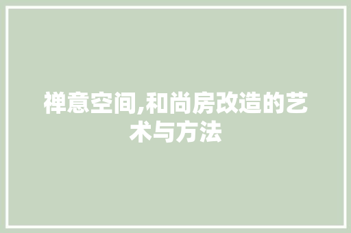禅意空间,和尚房改造的艺术与方法