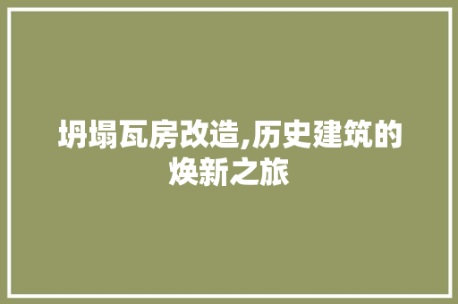 坍塌瓦房改造,历史建筑的焕新之旅