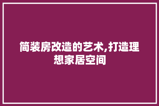 简装房改造的艺术,打造理想家居空间