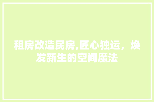 租房改造民房,匠心独运，焕发新生的空间魔法
