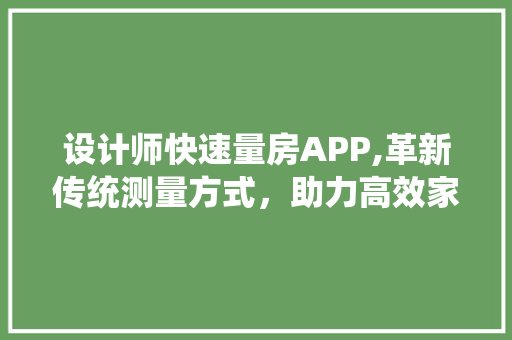 设计师快速量房APP,革新传统测量方式，助力高效家居设计