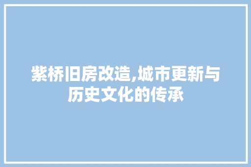 紫桥旧房改造,城市更新与历史文化的传承