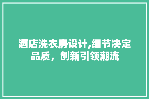酒店洗衣房设计,细节决定品质，创新引领潮流