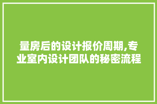 量房后的设计报价周期,专业室内设计团队的秘密流程