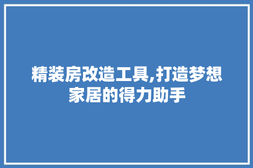 精装房改造工具,打造梦想家居的得力助手