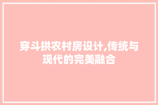 穿斗拱农村房设计,传统与现代的完美融合