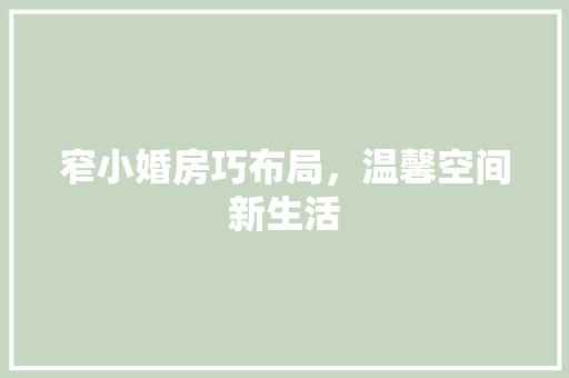窄小婚房巧布局，温馨空间新生活