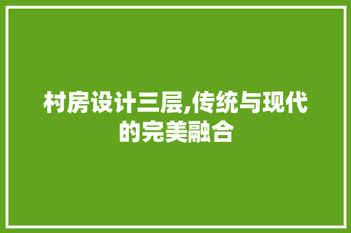 村房设计三层,传统与现代的完美融合