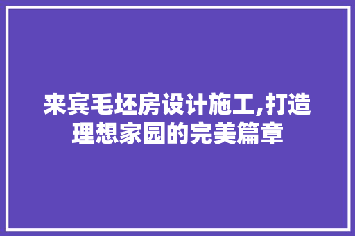 来宾毛坯房设计施工,打造理想家园的完美篇章