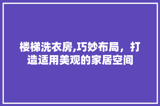 楼梯洗衣房,巧妙布局，打造适用美观的家居空间