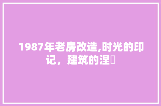 1987年老房改造,时光的印记，建筑的涅槃