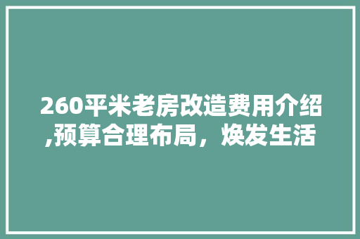 260平米老房改造费用介绍,预算合理布局，焕发生活新光彩