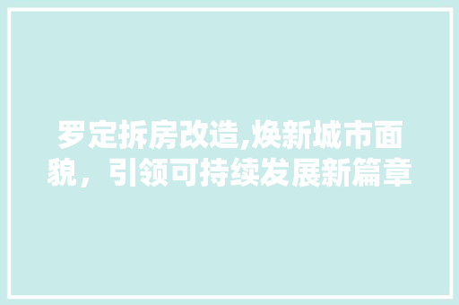 罗定拆房改造,焕新城市面貌，引领可持续发展新篇章