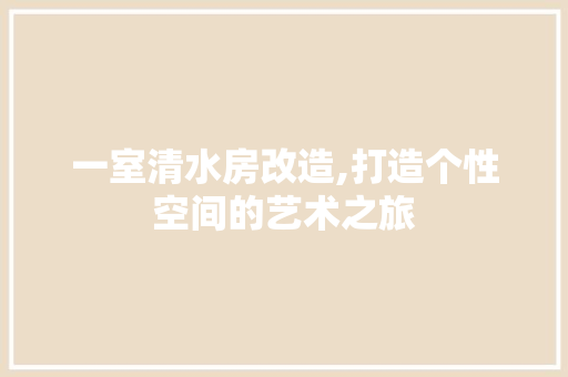 一室清水房改造,打造个性空间的艺术之旅