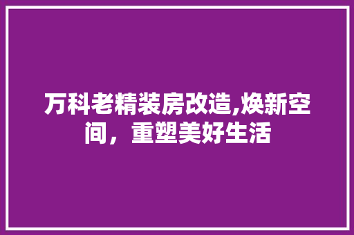 万科老精装房改造,焕新空间，重塑美好生活