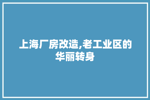 上海厂房改造,老工业区的华丽转身