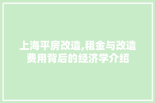 上海平房改造,租金与改造费用背后的经济学介绍