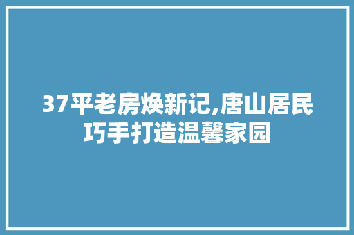 37平老房焕新记,唐山居民巧手打造温馨家园