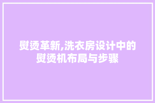 熨烫革新,洗衣房设计中的熨烫机布局与步骤