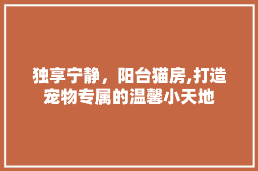 独享宁静，阳台猫房,打造宠物专属的温馨小天地