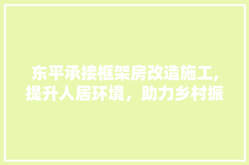 东平承接框架房改造施工,提升人居环境，助力乡村振兴