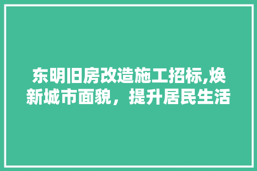 东明旧房改造施工招标,焕新城市面貌，提升居民生活品质