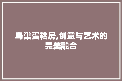 鸟巢蛋糕房,创意与艺术的完美融合