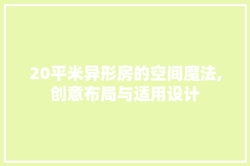 20平米异形房的空间魔法,创意布局与适用设计