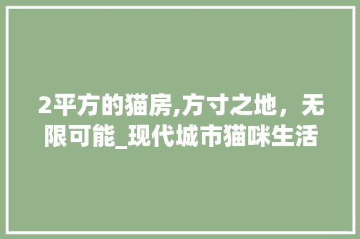 2平方的猫房,方寸之地，无限可能_现代城市猫咪生活新篇章
