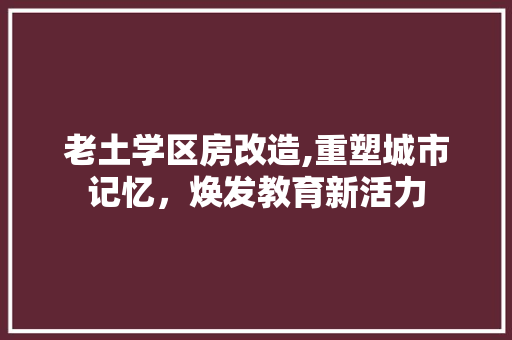 老土学区房改造,重塑城市记忆，焕发教育新活力
