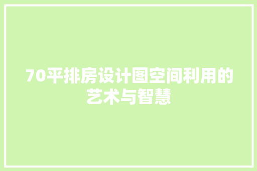 70平排房设计图空间利用的艺术与智慧