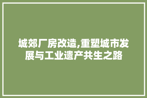 城郊厂房改造,重塑城市发展与工业遗产共生之路