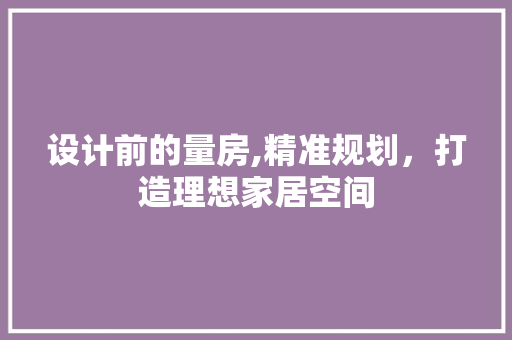 设计前的量房,精准规划，打造理想家居空间