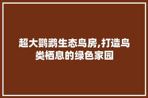 超大鹦鹉生态鸟房,打造鸟类栖息的绿色家园