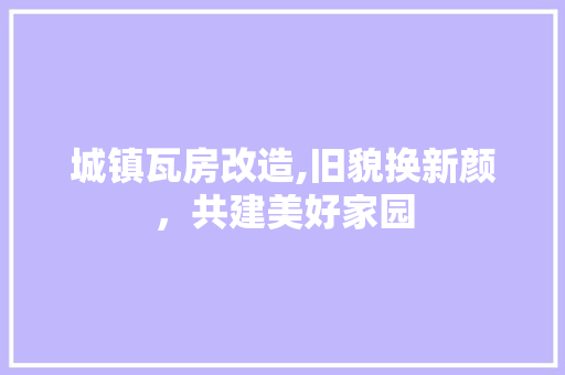 城镇瓦房改造,旧貌换新颜，共建美好家园