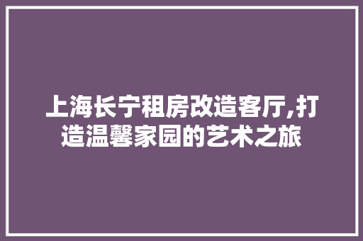 上海长宁租房改造客厅,打造温馨家园的艺术之旅