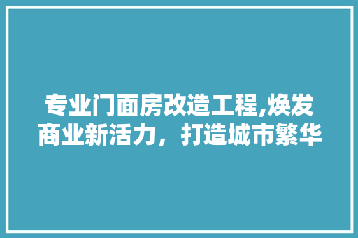 专业门面房改造工程,焕发商业新活力，打造城市繁华名片