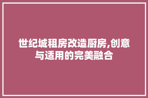世纪城租房改造厨房,创意与适用的完美融合