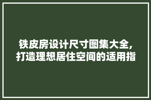 铁皮房设计尺寸图集大全,打造理想居住空间的适用指南