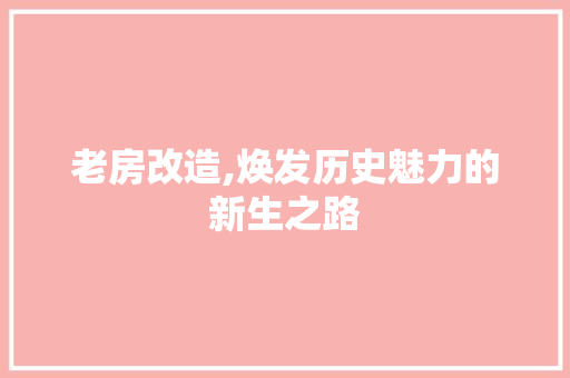 老房改造,焕发历史魅力的新生之路