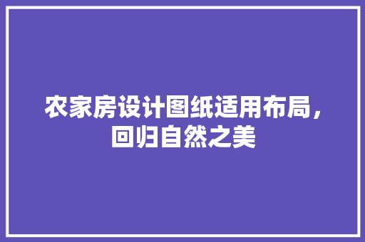 农家房设计图纸适用布局，回归自然之美