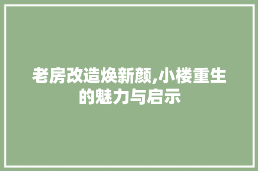 老房改造焕新颜,小楼重生的魅力与启示